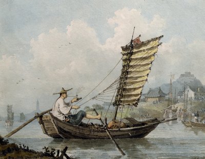 Chinese Sailor Smoking in his Junk, 1795 by William Alexander